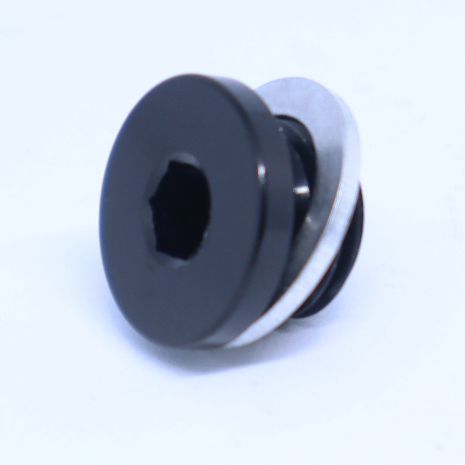M10 x 1.0 Metric Port Plug w/ Crush Washer Aluminum Allen Socket Fitting Black 