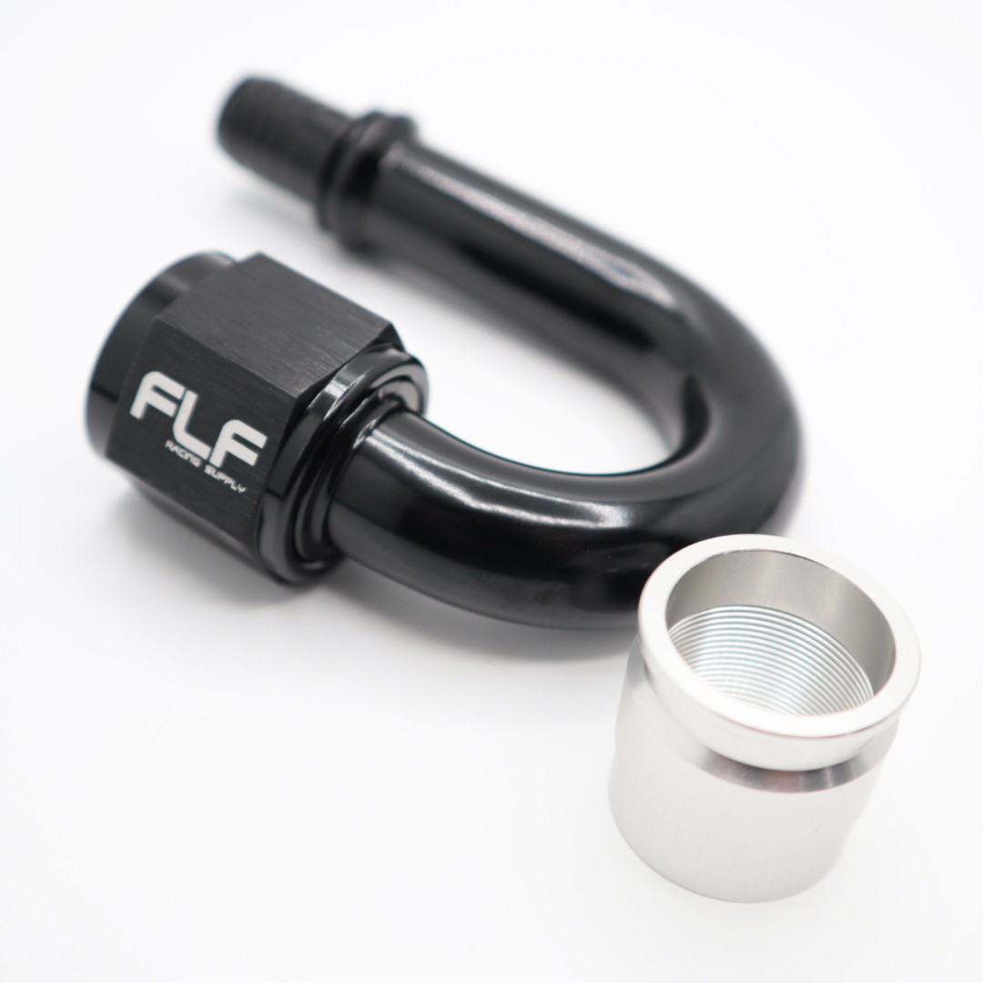 Crimp-On AN PTFE Hose End - 180 Degree